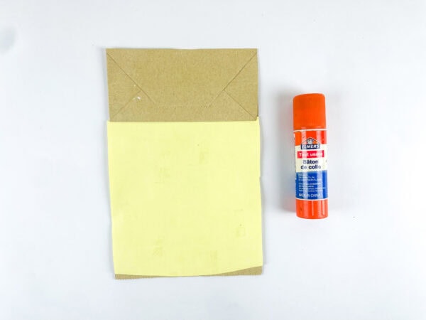 Paper bag body piece and glue stick