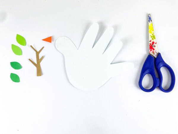 Handprint dove pieces ready to assemble