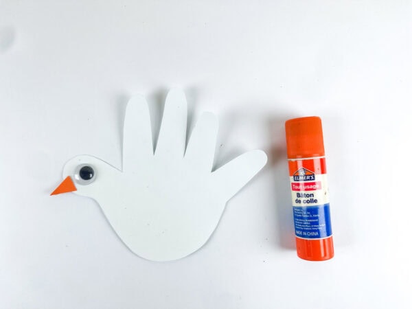 Handprint dove with eye and beak attached