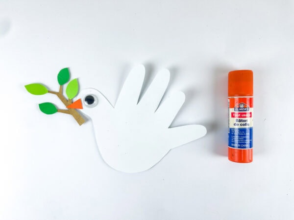Dove holding branch before assembly