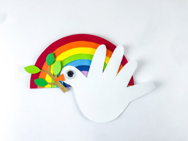 Completed dove and rainbow craft