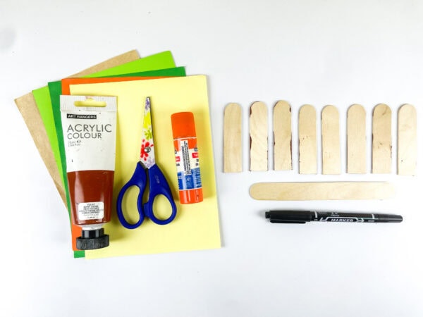Supplies for Baby Moses popsicle stick craft
