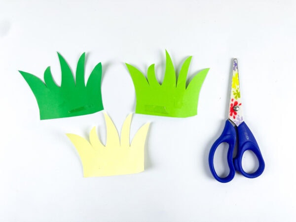 Cut grass pieces for Baby Moses craft