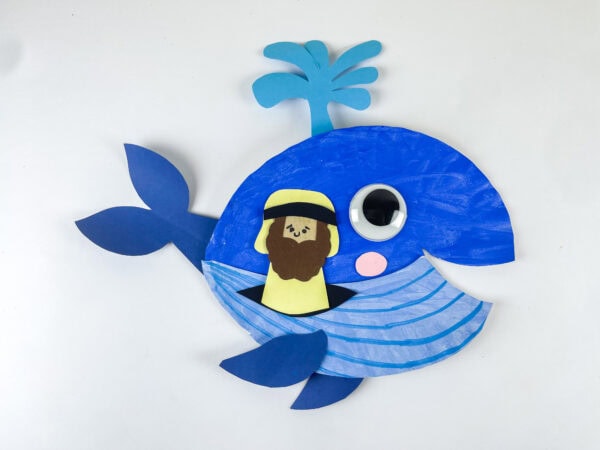Completed Jonah and whale paper plate craft