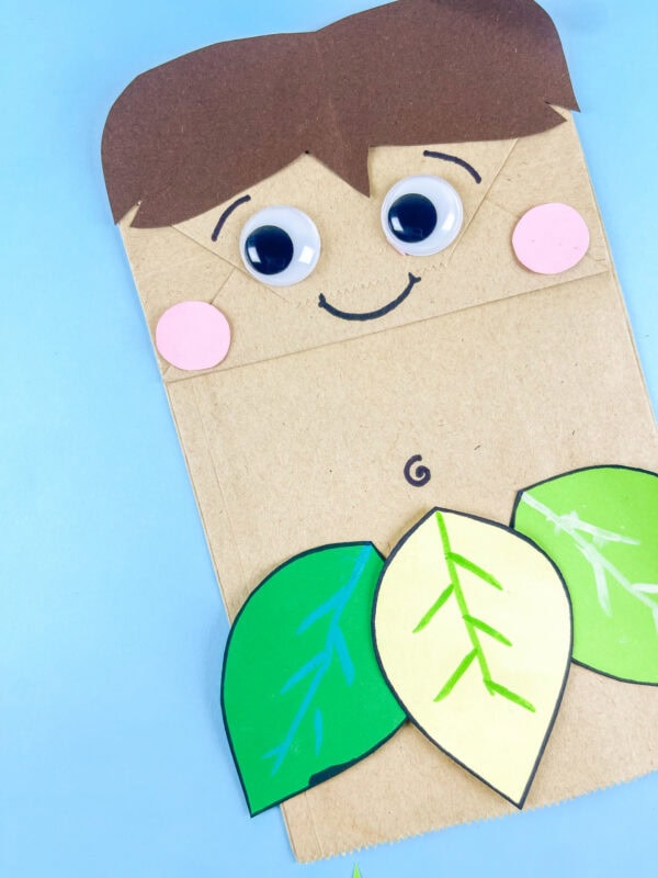 Close-up of Adam paper bag craft face
