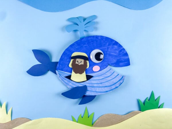 Finished Jonah inside whale paper plate craft