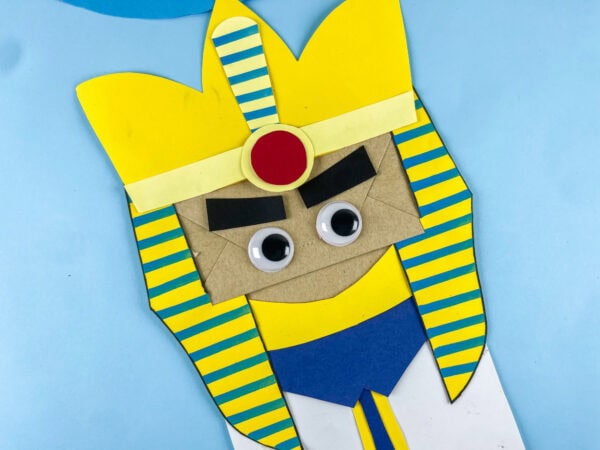 Close-up of Pharaoh paper bag craft