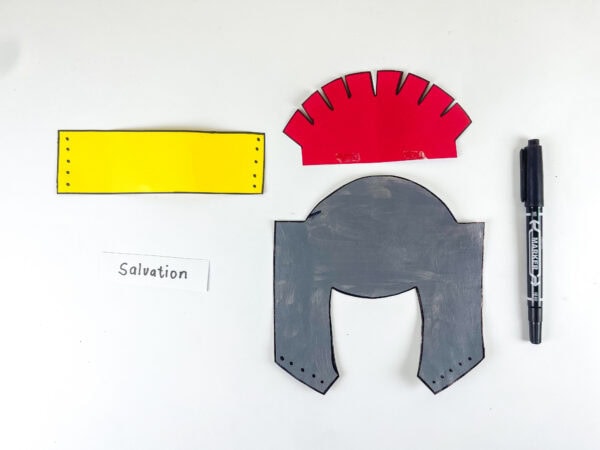 Helmet craft pieces ready for assembly