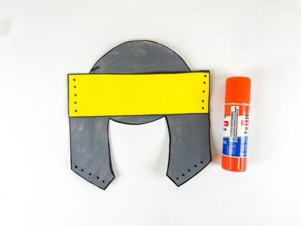 Yellow band glued onto helmet craft