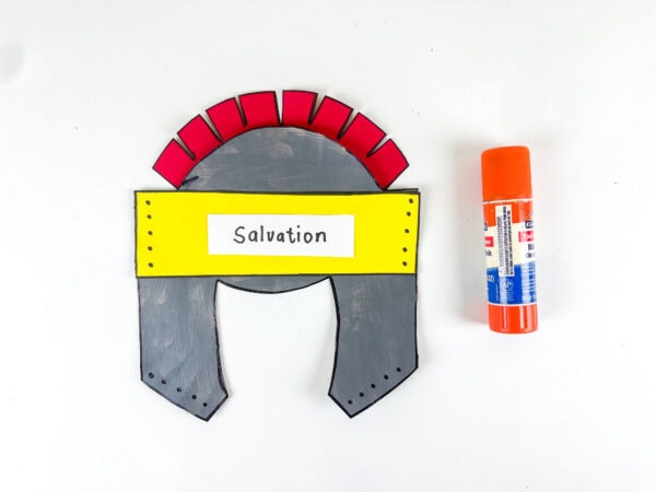 Salvation label added to helmet craft