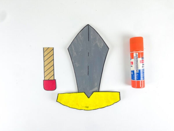 Sword craft pieces with glue stick