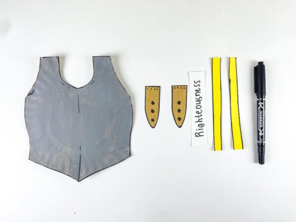 Breastplate craft pieces ready for assembly