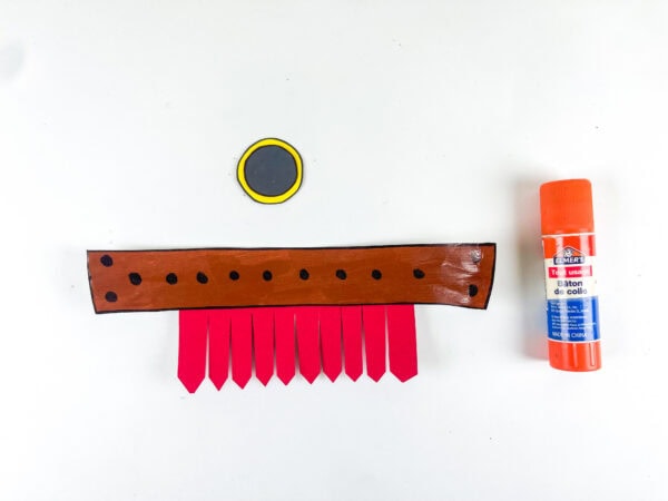 Belt strip with buckle and glue stick