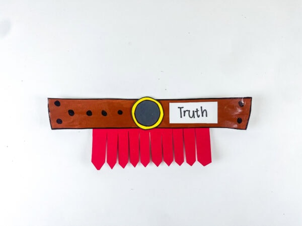 Finished truth belt craft with red tassels and truth label