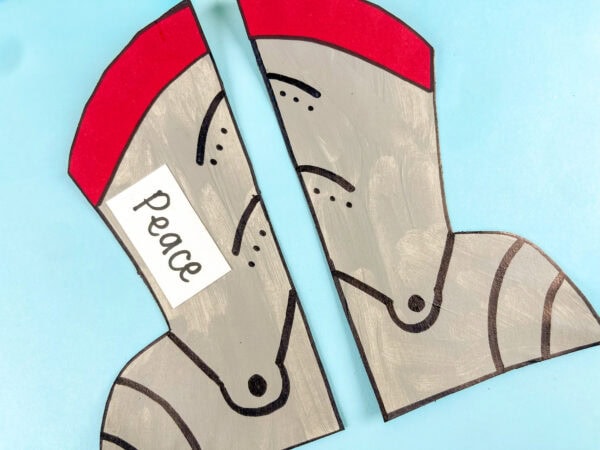 Detailed view of Shoes of Peace craft