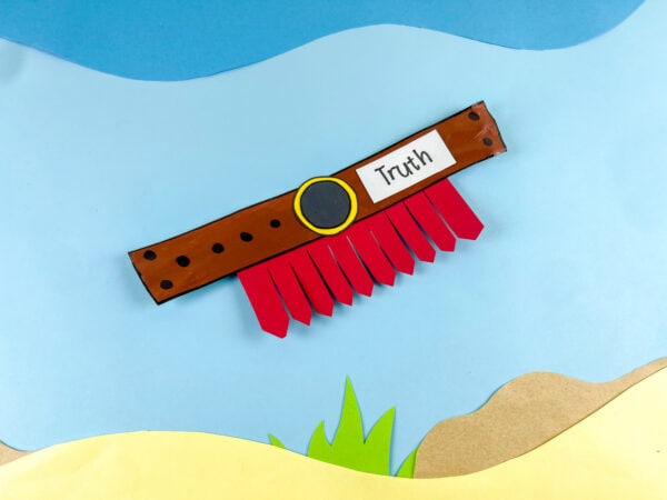 Truth belt craft on blue scene background