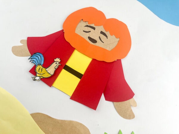 Angled view of Peter Bible paper craft