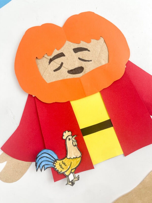 Angled close up view of Peter bible paper craft