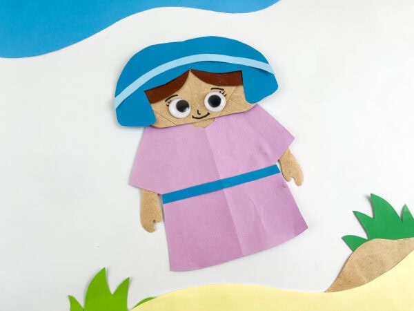 Ruth Bible paper craft on desert background