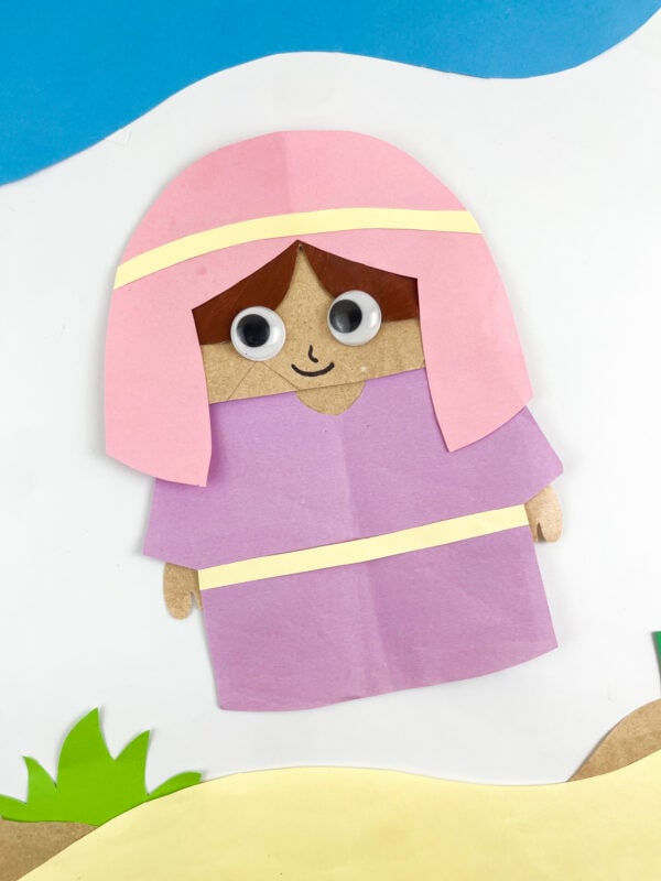 Close-up of Sarah Bible paper craft