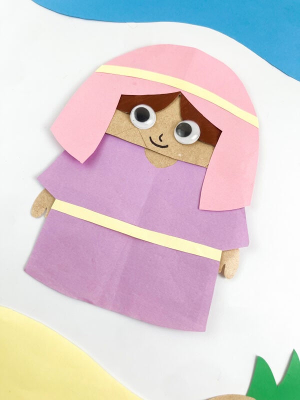 Sarah Bible paper bag craft close-up