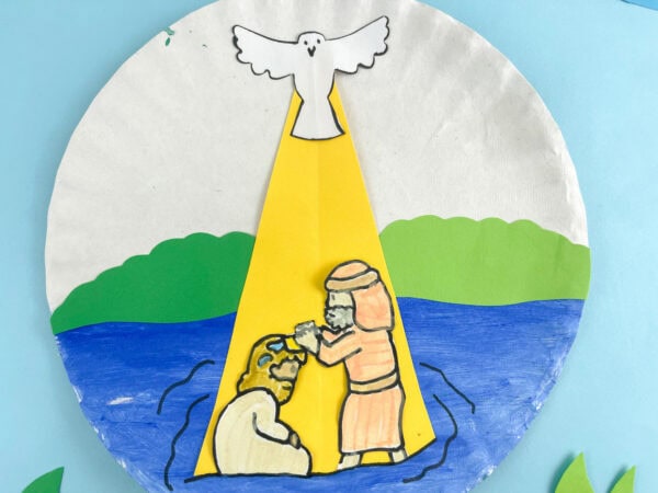 Close-up of Jesus and John in the river