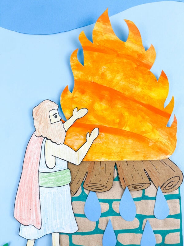 Close-up of Elijah and burning altar
