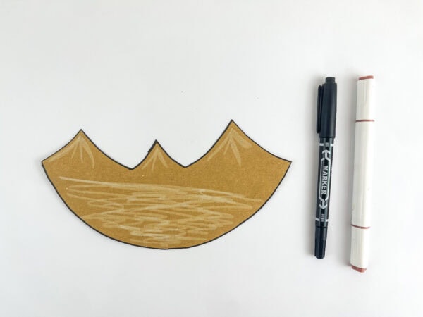 Desert landscape colored with marker details