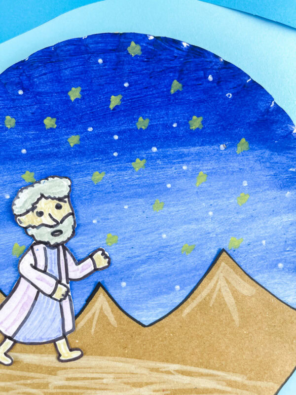 Close-up of Abraham under starry sky