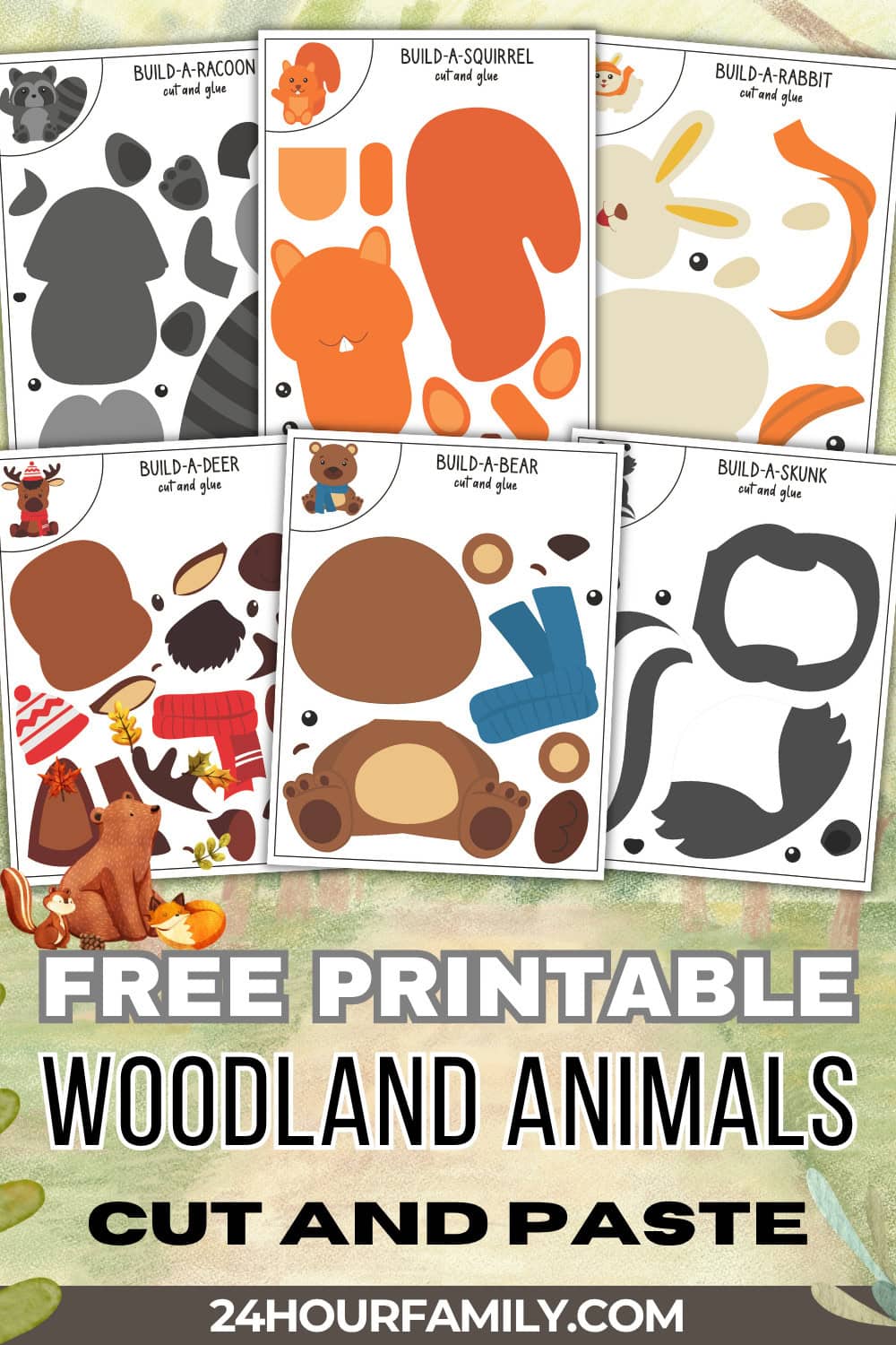woodland animals cut and glue craft