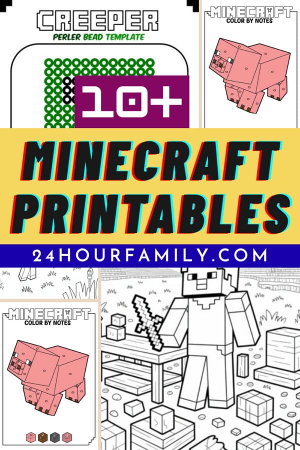Minecraft printables collage.