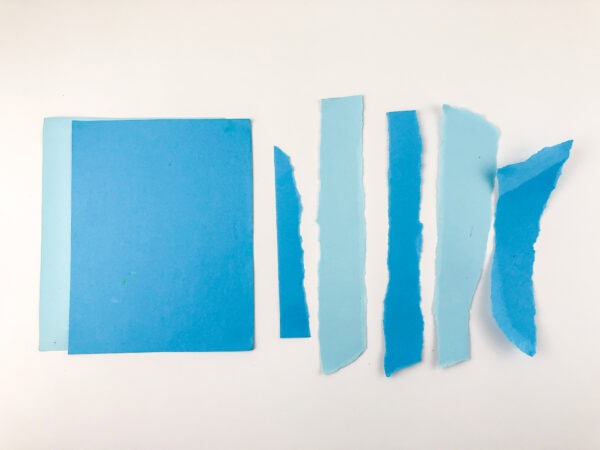 Blue paper pieces for waves