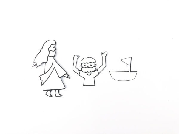 Printable Jesus, Peter, and boat template
