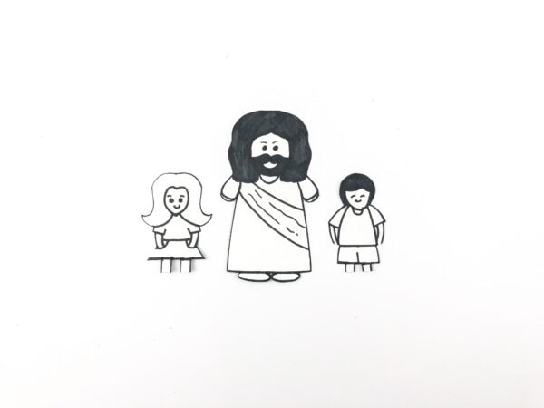 Jesus and children cutout before coloring