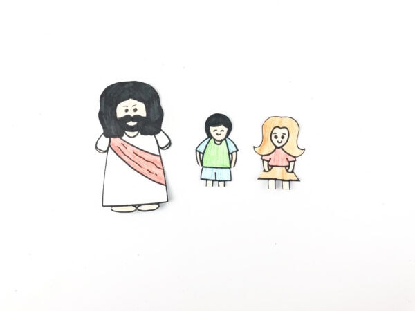 Colored Jesus and children cutout