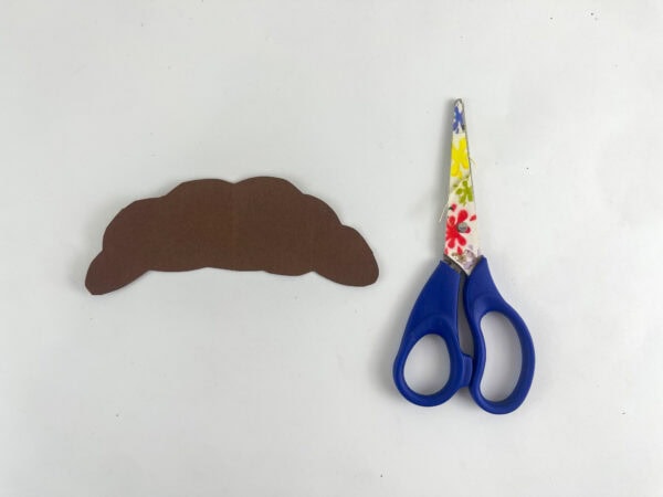 Brown hair cutout beside scissors