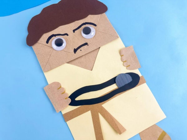 Close-up of David holding a sling