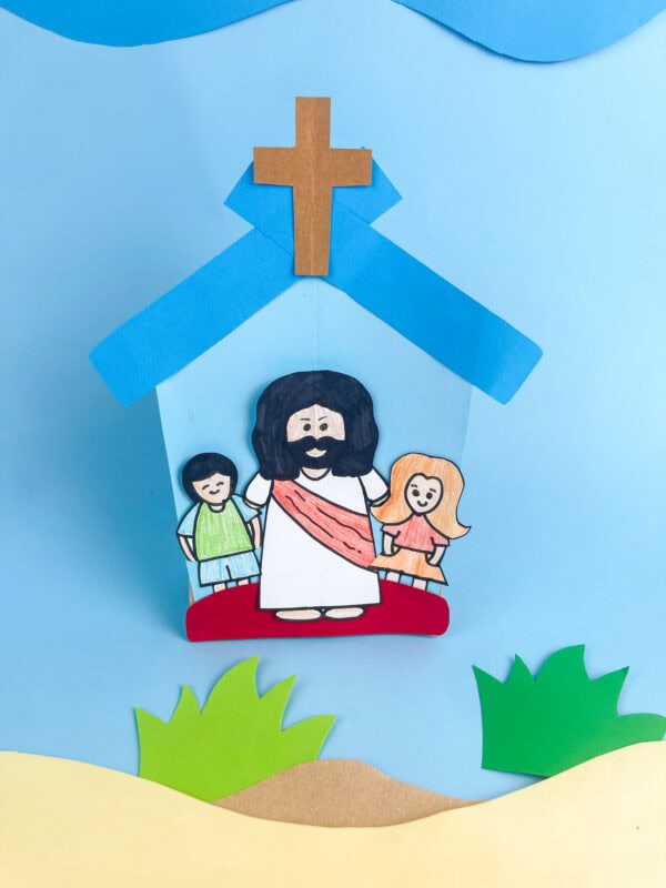 Completed Jesus Loves the Little Children craft display