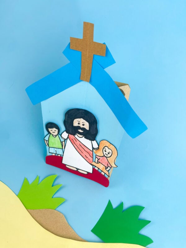 Side view of the finished Jesus Loves the Little Children craft