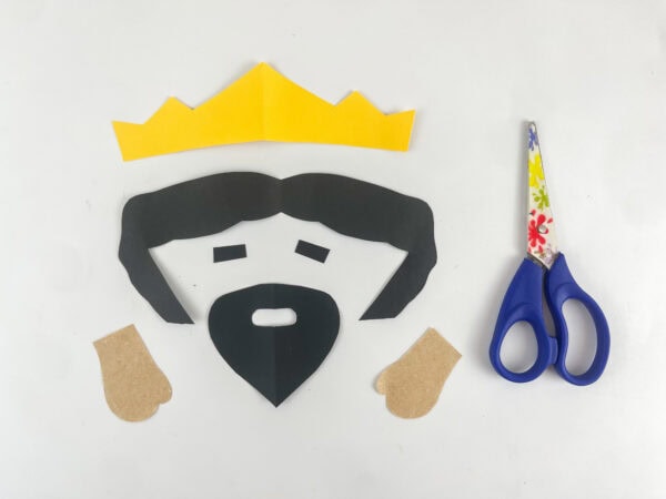 King Solomon Bible craft head pieces crown black hair frame beard eyebrow rectangles and fist hands cut out
