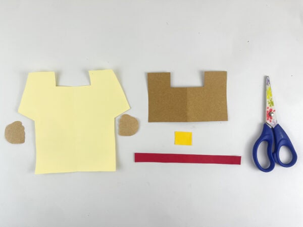 Gideon Bible craft template pieces cut out from construction paper robe vest belt hands

