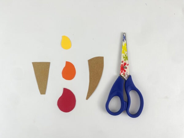 Gideon craft torch pieces red orange yellow flames and ram's horn cut from construction paper

