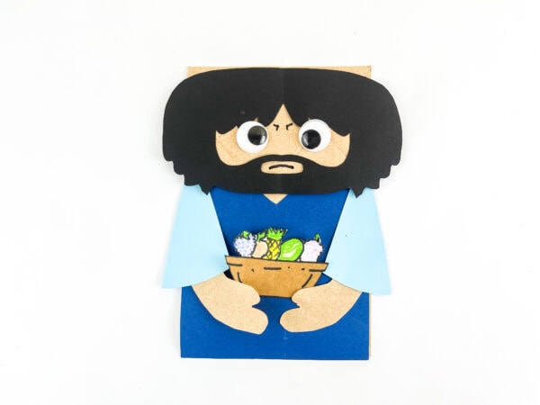 Finished Cain Bible craft with googly eyes.