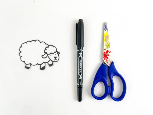 Sheep printable with marker and scissors.
