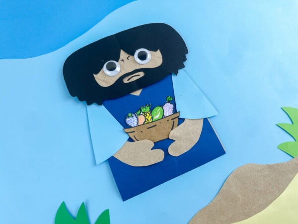 Cain Bible craft on a blue background.