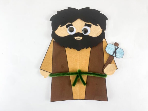 Finished Hosea paper bag puppet craft.