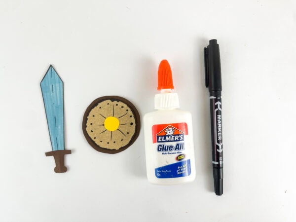 Completed Sword and shield for the Joshua bible craft