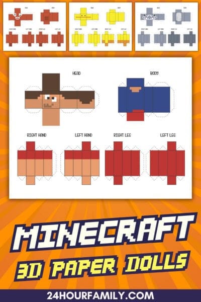 Minecraft 3D paper doll templates.