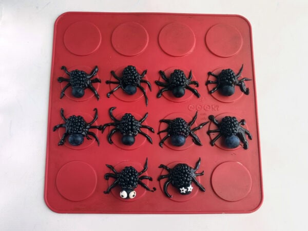 Blackberry spiders setting on a silicone mat.