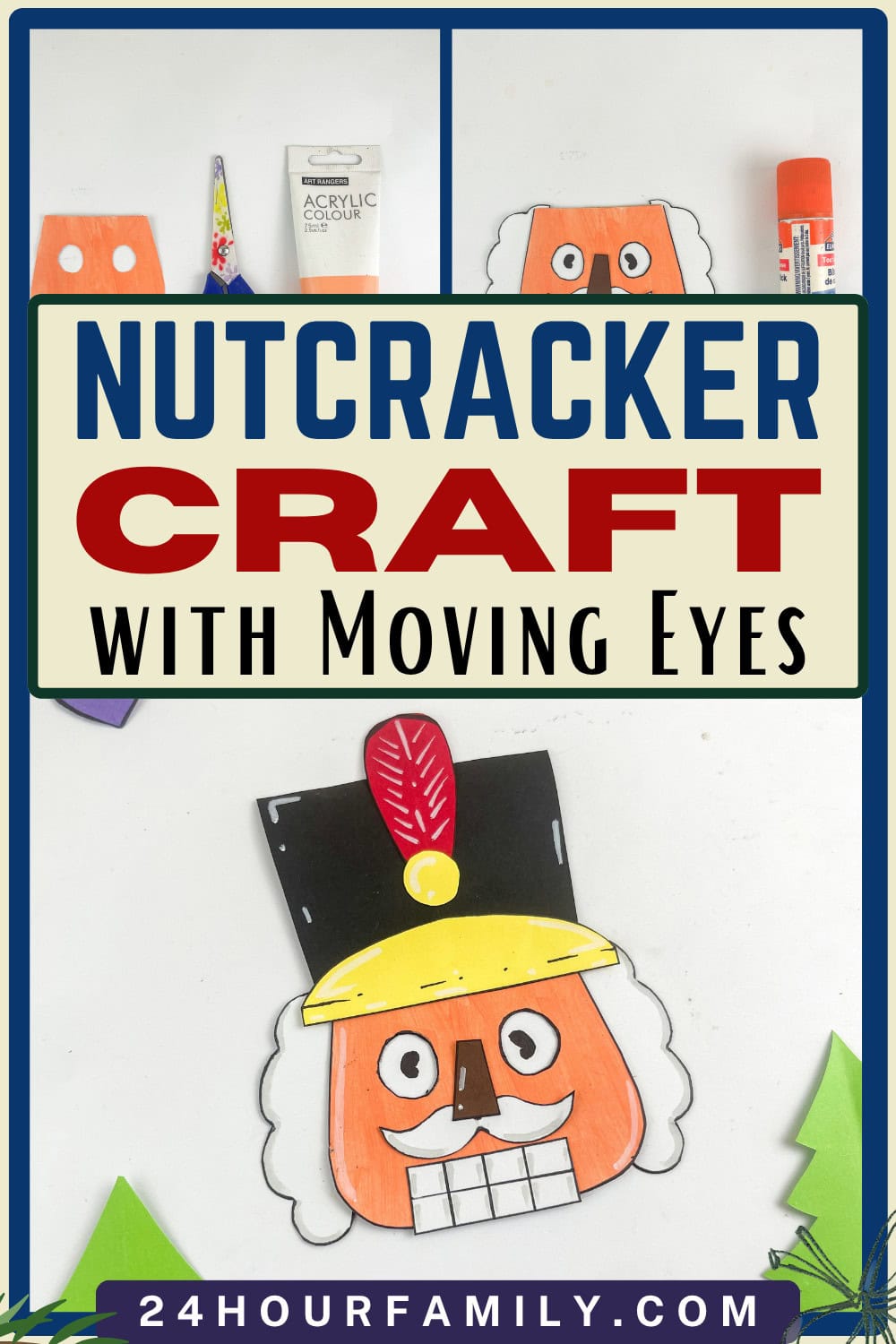 nutcracker craft with moving eyes - free template